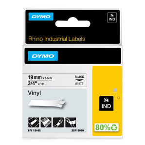 Dymo Rhino · 19mm x 5,5m · Vinyl · svart á hvítt