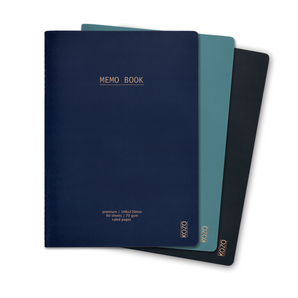 b.n.t · KOZO · Notesbøkur · A5 · Linjeraðar · Navy · Steel Blue · Black · 3-pak