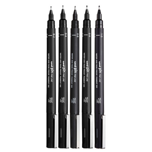 Uni-Ball · Fineliner · PIN · Svart · 5 stk