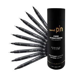 Uni-Ball · Fineliner · PIN · Svart · The Tube · 9 stk
