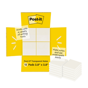 3M · Post-it · 73x73mm · Transparent · 12 stk