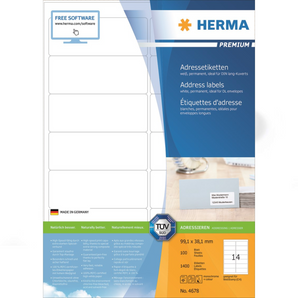 Labels · Herma · A4 · 14x100 stk