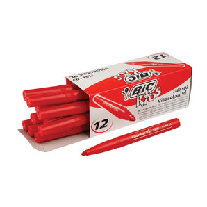 BIC Kids - Visa Color XL tuscher - rød 12 stk