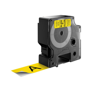 Dymo tape, 24mm, svart/gult